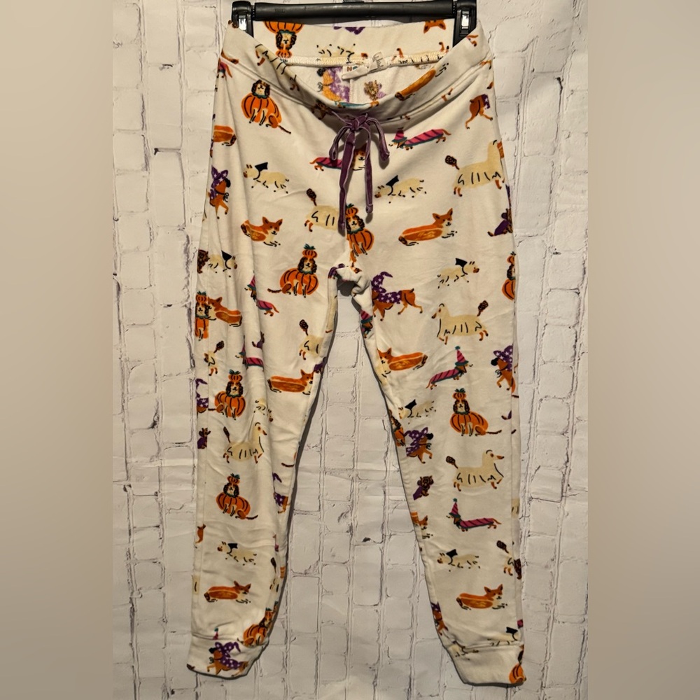 Girls Dog Halloween Print Pajamas - Cream and Purple